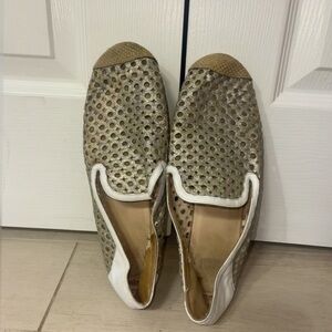 Stuart Weitzman County Woman’s Mini Glitter Espadrilles in Silver